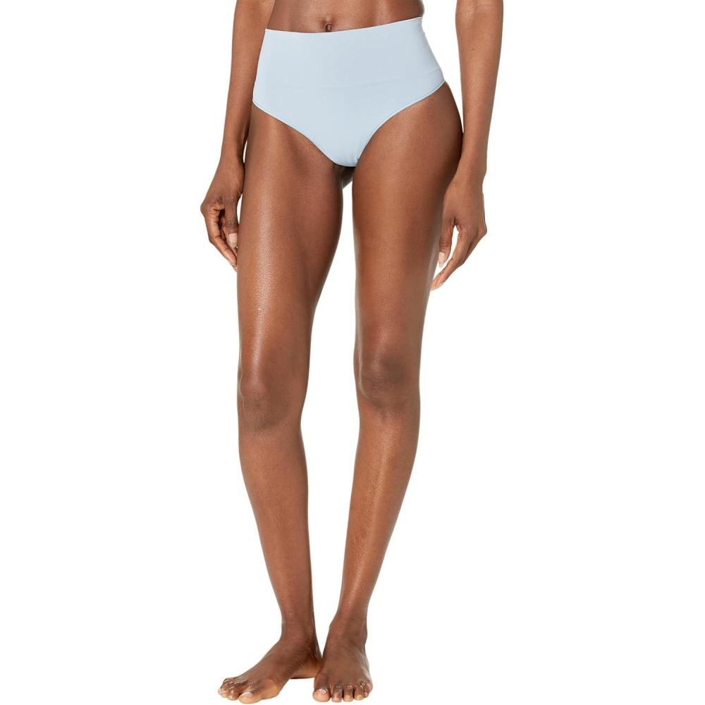 imageSPANXshape ExtraOrdinary Thong  Sculpting with Compression  Womens Shapewear Underwear  Recycled Nylon Fabric BlendAntique Blue