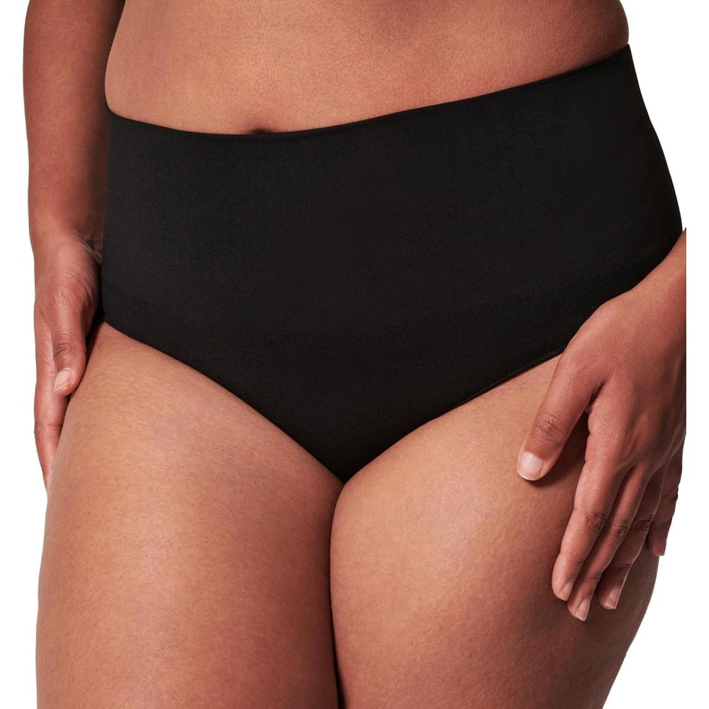 imageSPANXshape ExtraOrdinary Thong  Sculpting with Compression  Womens Shapewear Underwear  Recycled Nylon Fabric BlendVery Black