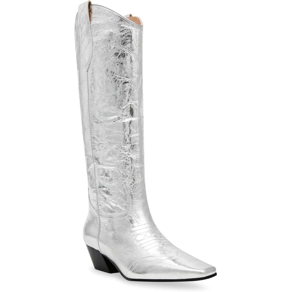 imageSteve Madden Womens Dollie Western BootSilver Leather