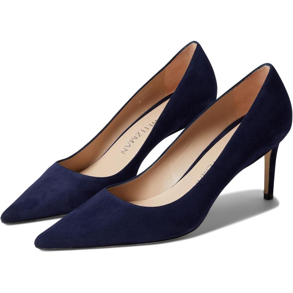 imageStuart Weitzman Stuart 75 Pump Sandals for Women  Suede Upper  Leather Outsole and Lining  PointedNice Blue