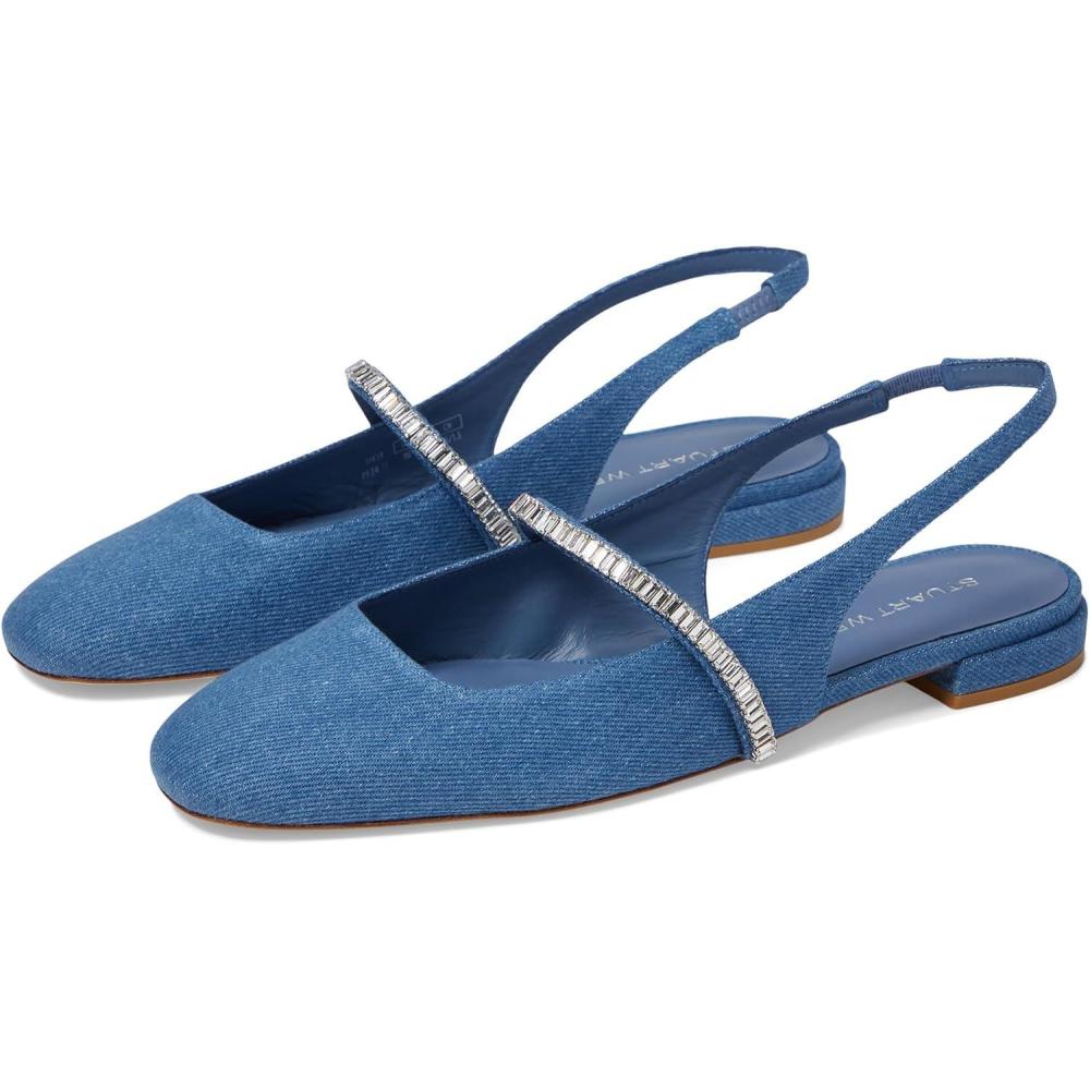 imageStuart Weitzman Womens Stefanie Slngback Flat BalletWashedClear