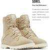 Sorel Men’s Caribou OTM WP Boot — Waterproof Leather Rain Boots(Ancient Fossil  Chalk)