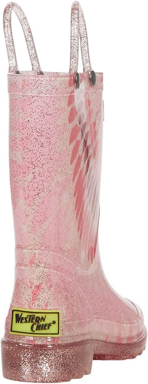 imageWestern Chief Girls TieDye Lighted PVC Boot ToddlerLittle Kid Rose Gold 5 Toddler M