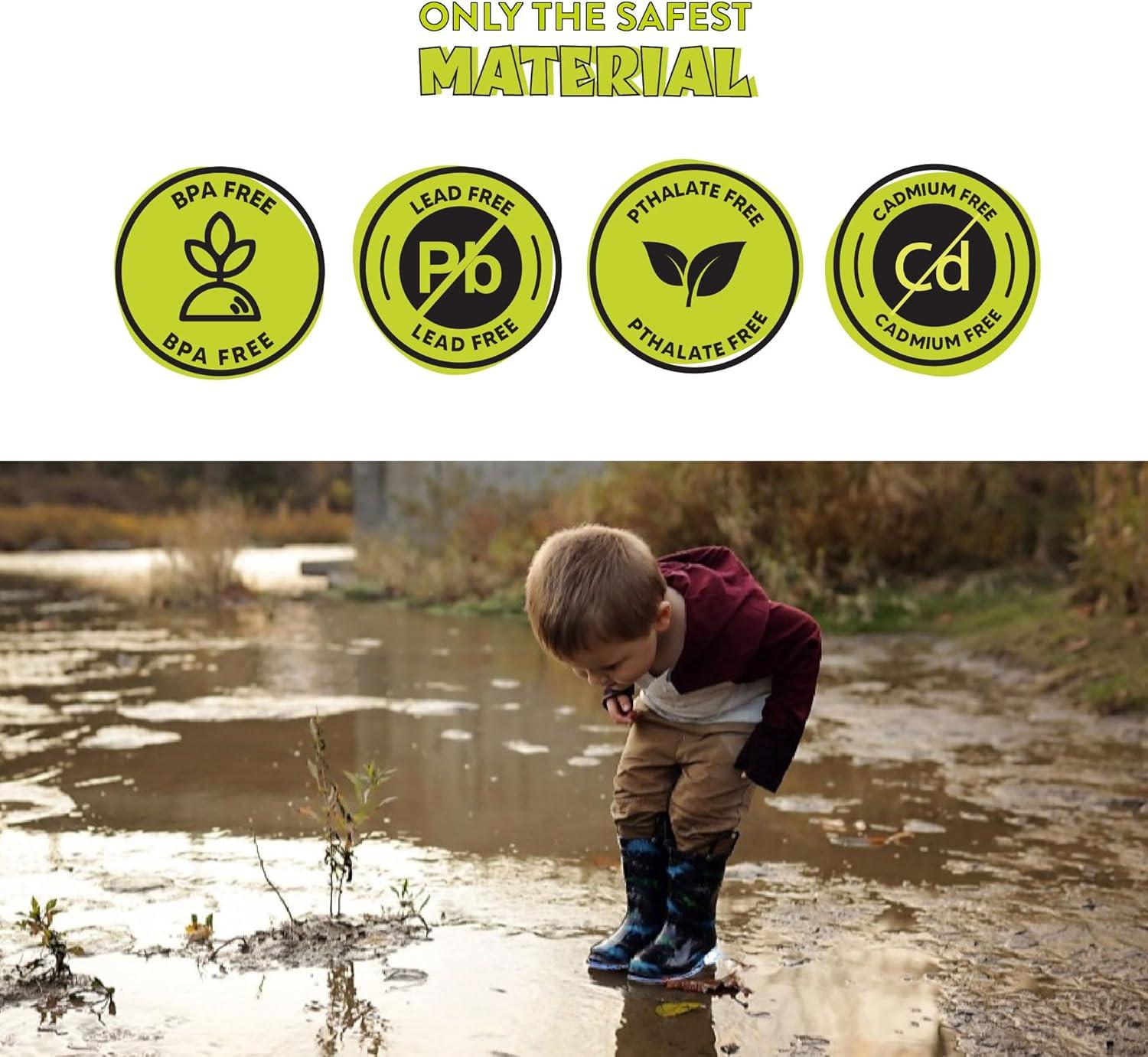 imageWestern Chief Kids Waterproof Light Up Rain Boots With Handles for Easy On and Off for Boys and GirlsLeopard