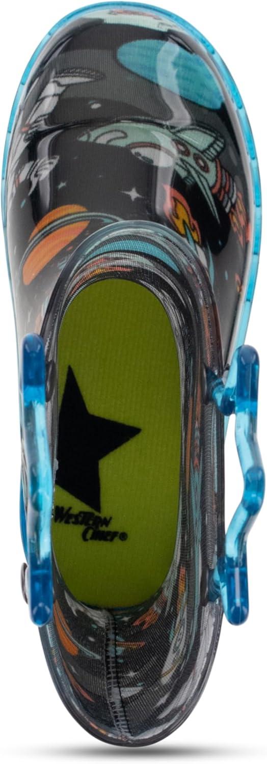 imageWestern Chief Kids Waterproof Light Up Rain Boots With Handles for Easy On and Off for Boys and GirlsSilly Space