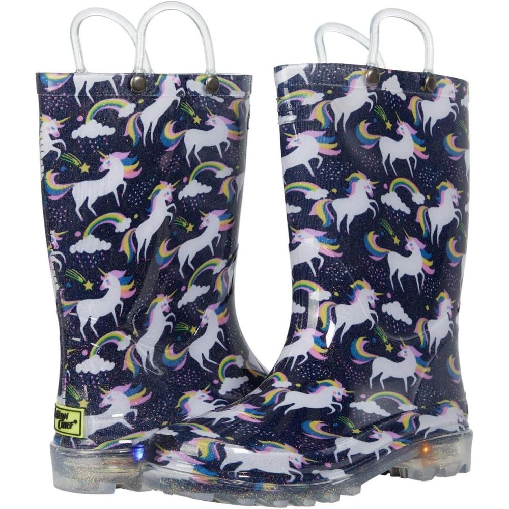 imageGirls Unicorn Sky PVC Lighted Rain Boot ToddlerLittle KidNavy