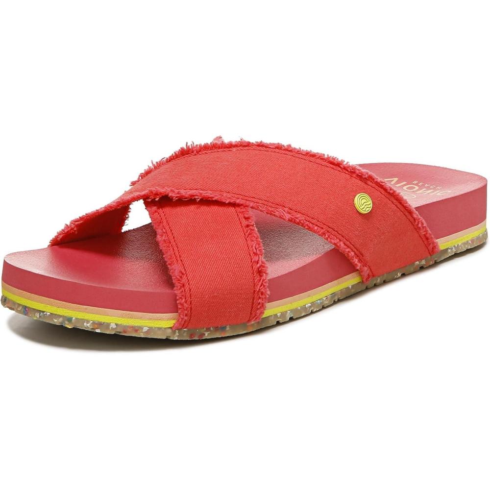 imageVionic Womens BEACH Boardwalk Panama Canvas Sandals Sustainable Washable Slide with Orthotic Insole Arch Support Womens Sneakers Medium Fit Sizes 512Poppy