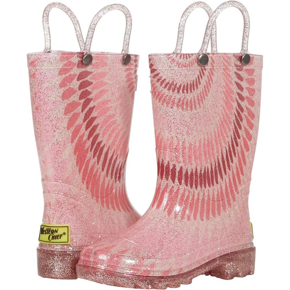 imageWestern Chief Girls TieDye Lighted PVC Boot ToddlerLittle Kid Rose Gold 5 Toddler M