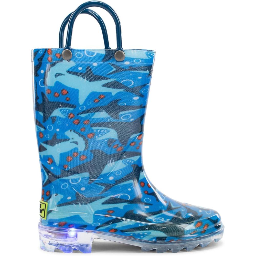 imageWestern Chief Kids Waterproof Light Up Rain Boots With Handles for Easy On and Off for Boys and GirlsBlue