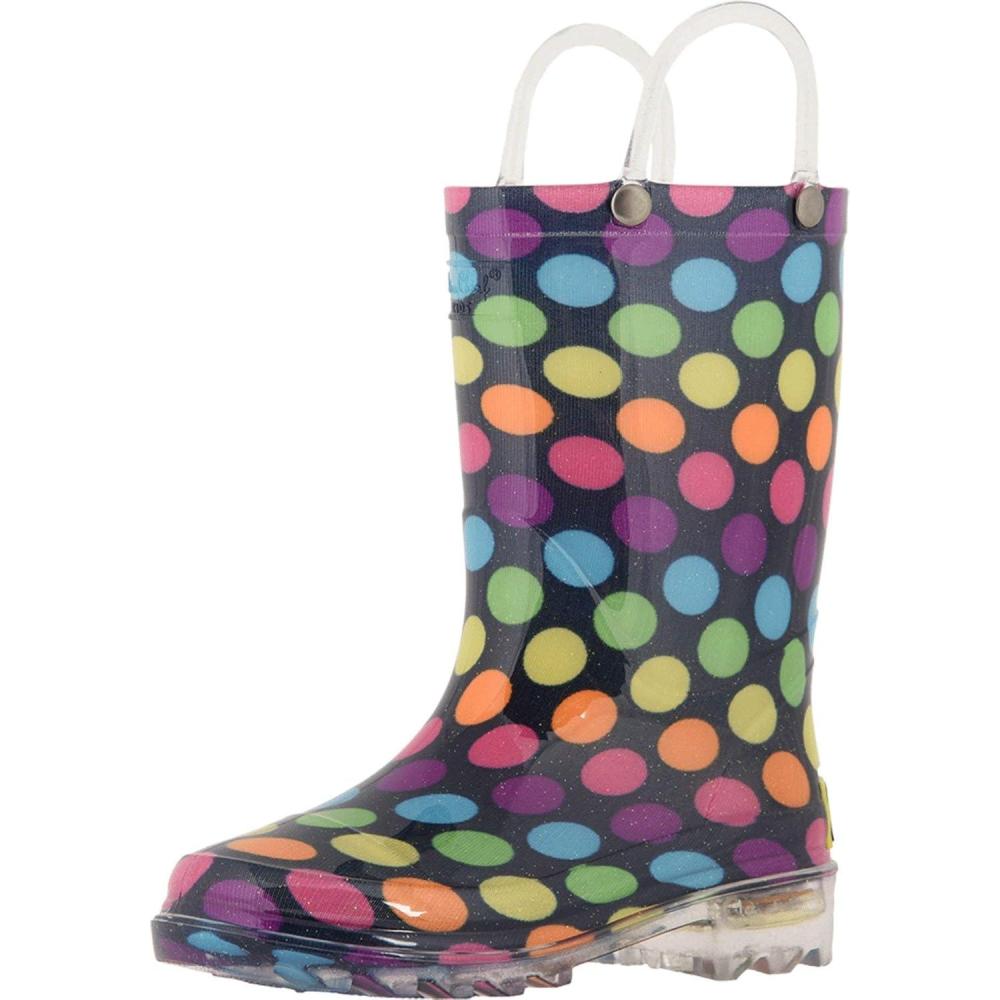 imageWestern Chief Kids Waterproof Light Up Rain Boots With Handles for Easy On and Off for Boys and GirlsDarling Dot
