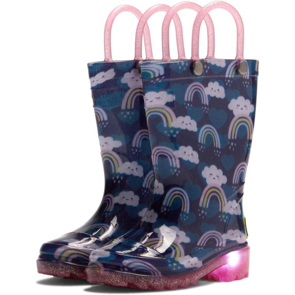 imageWestern Chief UnisexChild Rainbow Shower Lighted Waterproof Boot ToddlerLittle Kid RainNavy
