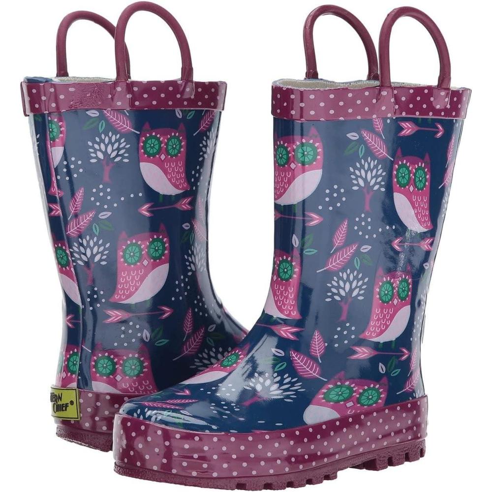 imageWestern Chief UnisexChild Waterproof Printed Rain Boot with Easy Pull on HandlesNavy