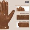 UGG mens 3 Point Leather Tech Gloves With Sherpa Lining(Chestnut)
