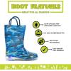 Western Chief Kids Waterproof Light Up Rain Boots With Handles for Easy On and Off for Boys and Girls(Blue)