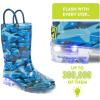 Western Chief Kids Waterproof Light Up Rain Boots With Handles for Easy On and Off for Boys and Girls(Blue)