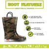 Western Chief Kids Waterproof Light Up Rain Boots With Handles for Easy On and Off for Boys and Girls(Camo Green)