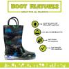 Western Chief Kids Waterproof Light Up Rain Boots With Handles for Easy On and Off for Boys and Girls(Dinosaur Friend)