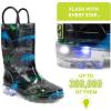 Western Chief Kids Waterproof Light Up Rain Boots With Handles for Easy On and Off for Boys and Girls(Dinosaur Friend)