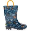 Western Chief Kids Waterproof Light Up Rain Boots With Handles for Easy On and Off for Boys and Girls(Fossilized Navy)