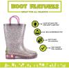 Western Chief Kids Waterproof Light Up Rain Boots With Handles for Easy On and Off for Boys and Girls(Multi Glitter)