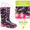 Western Chief Kids Waterproof Light Up Rain Boots With Handles for Easy On and Off for Boys and Girls(Pastel Pastures)