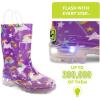 Western Chief Kids Waterproof Light Up Rain Boots With Handles for Easy On and Off for Boys and Girls(Rainbow Unicorn)