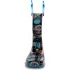 Western Chief Kids Waterproof Light Up Rain Boots With Handles for Easy On and Off for Boys and Girls(Silly Space)