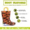 Western Chief Kids Waterproof Light Up Rain Boots With Handles for Easy On and Off for Boys and Girls(Tractors)