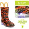 Western Chief Kids Waterproof Light Up Rain Boots With Handles for Easy On and Off for Boys and Girls(Tractors)