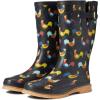 Western Chief Women’s Tall Waterproof Rain Boot Outdoor Garden Shoes(Chicken Plaid)