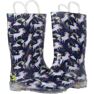 Girl’s Unicorn Sky PVC Lighted Rain Boot (Toddler/Little Kid)(Navy)