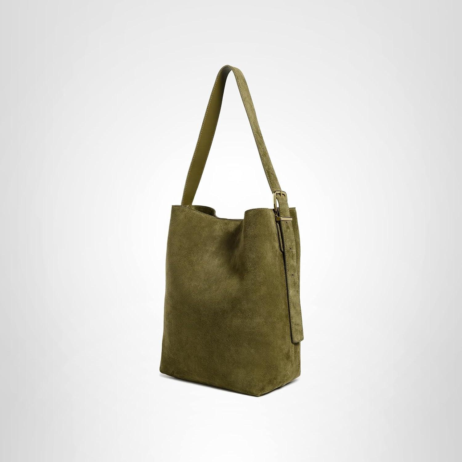 imageMadewell Womens The Essential Bucket Tote in SuedeShaded Olive Suede