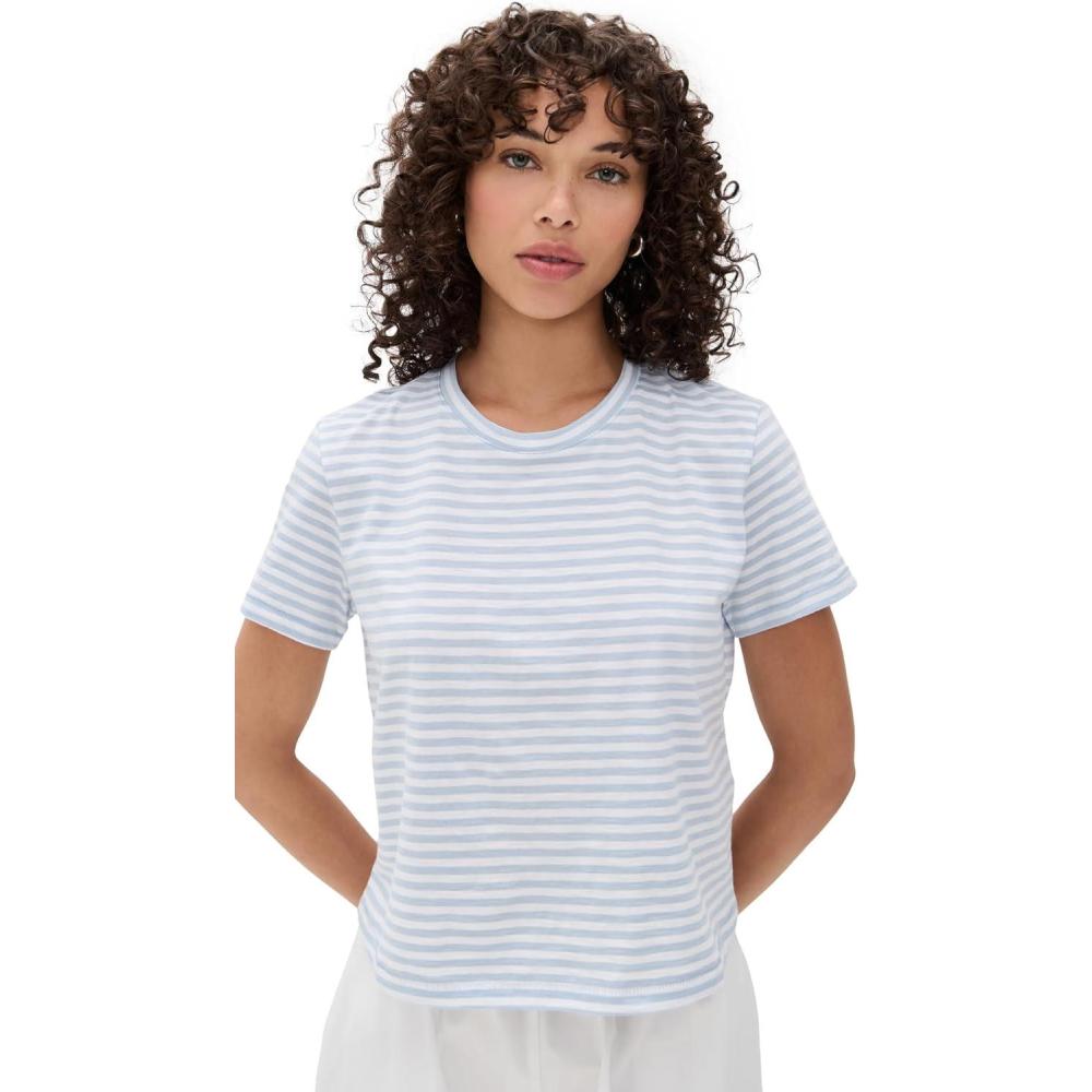imageMadewell Womens Slub BoxyCrop TeeWarhol Stripe Iced Blue