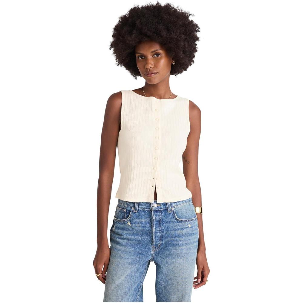imageMadewell Womens Textured Vest WShank ButtonsIvory