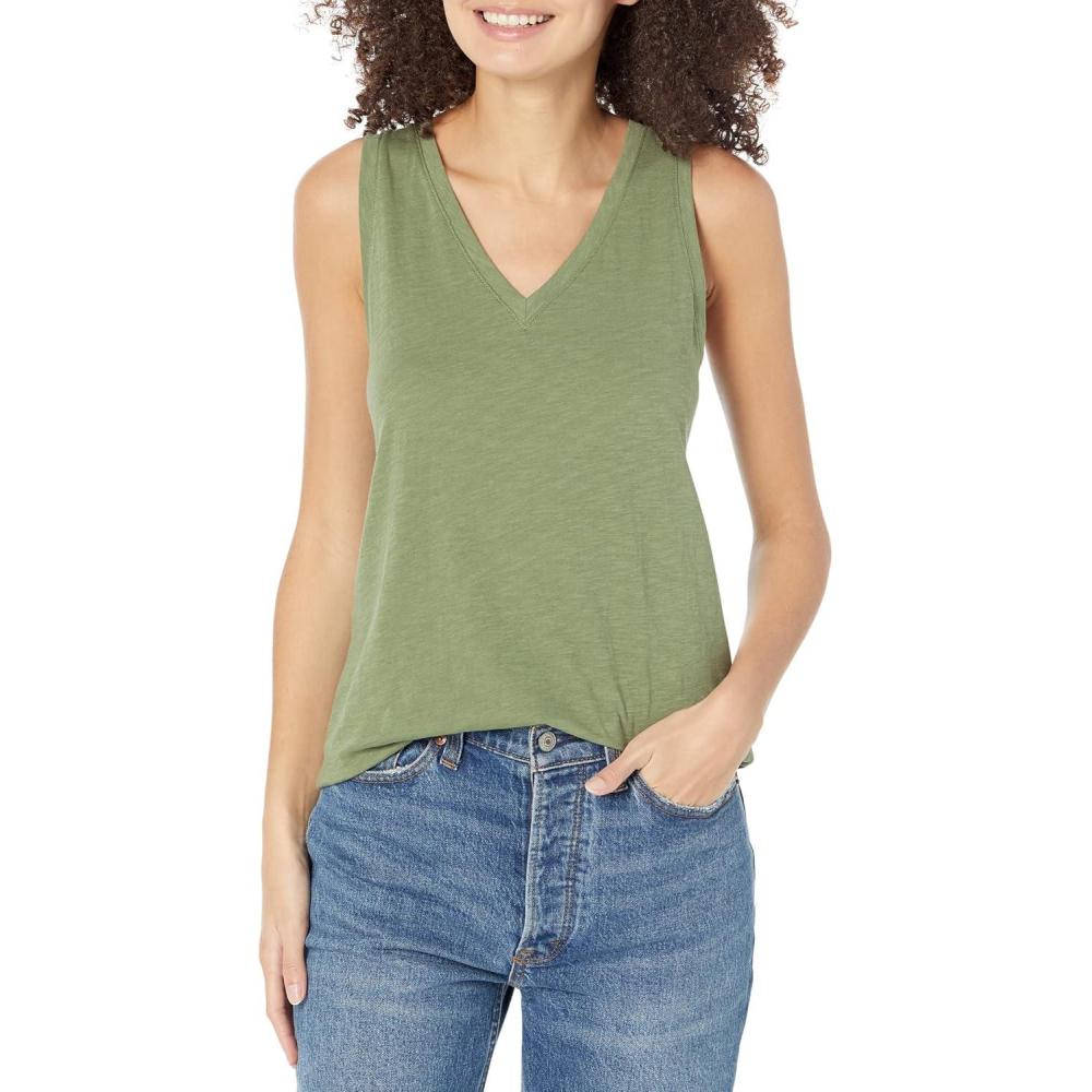 imageMadewell Womens Whisper Cotton VNeck TankFaded Palm