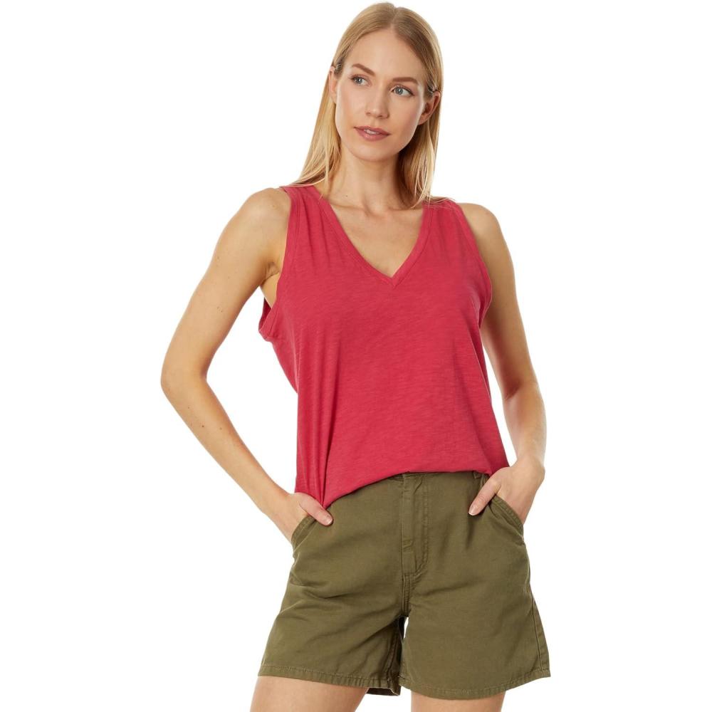 imageMadewell Womens Whisper Cotton VNeck TankRosy Hibiscus