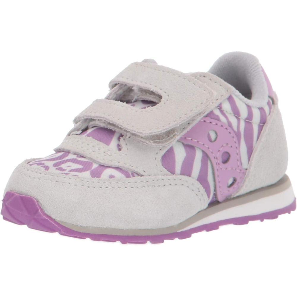 imageSaucony Kids Baby Jazz Hook ampamp Loop SneakersGreyPurple Animal Print