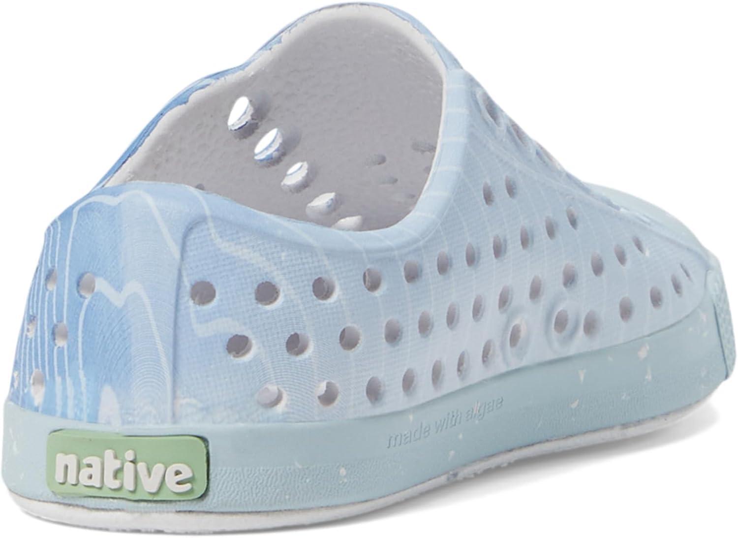 imageNative Shoes Kids Jefferson Bloom Print Toddler Shoes for Kids Synthetic Outsole Round Toe ShapeShell WhiteAir BlueNew Shibori