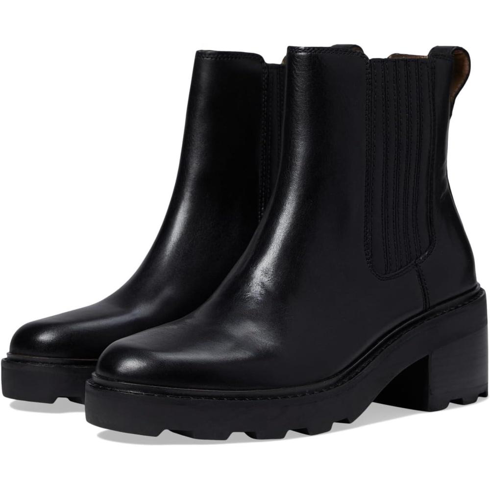 imageMadewell The Gwenda Platform Ankle Boots for Women in Leather  ManMade Sole  Stacked Heel DesignTrue Black