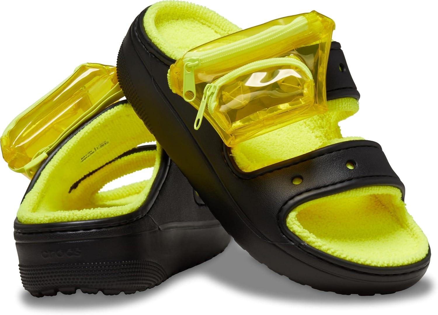 imageCrocs Unisex Adult Classic Cozzzy Towel Sandals Fuzzy Slippers and SlidesBlackAcidity