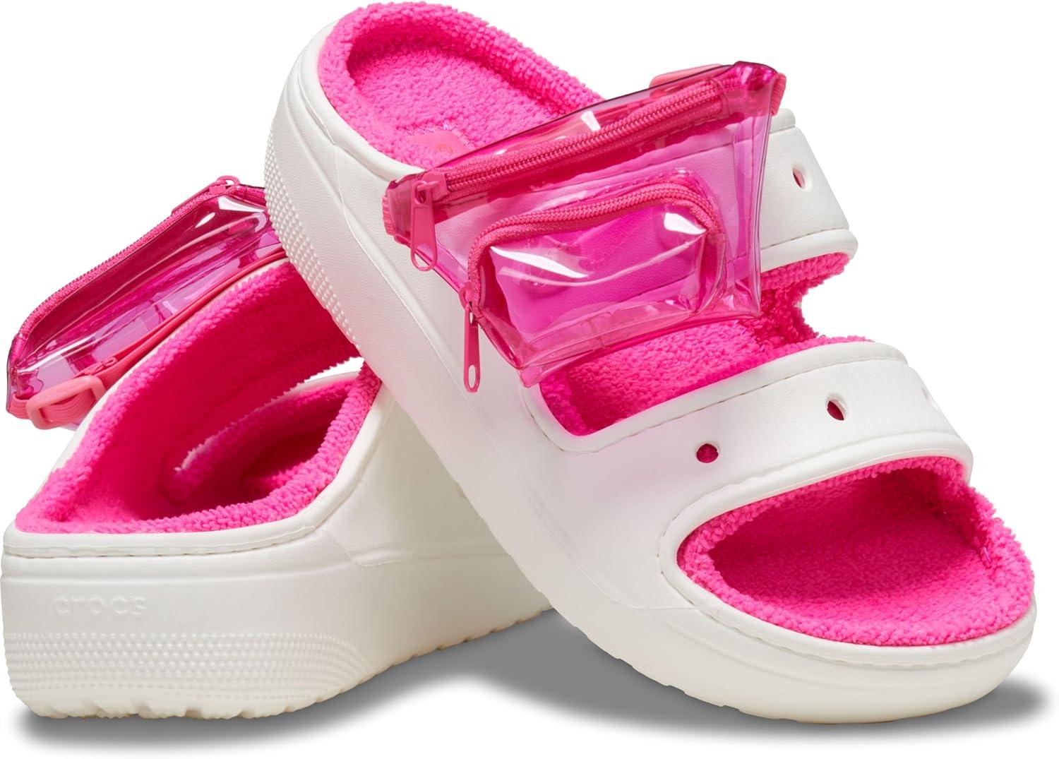 imageCrocs Unisex Adult Classic Cozzzy Towel Sandals Fuzzy Slippers and SlidesWhite