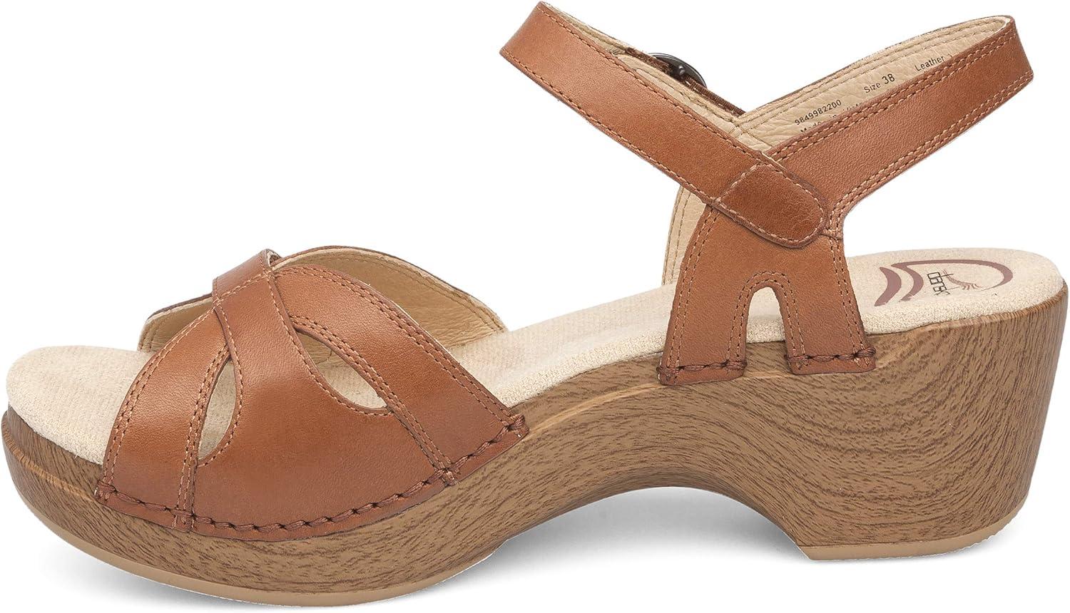 imageDansko Season Stylish Sandal for Women Lightweight with Added Arch Support Durable PU Outsole for LongLasting Wear and ComfortCamel Full Grain