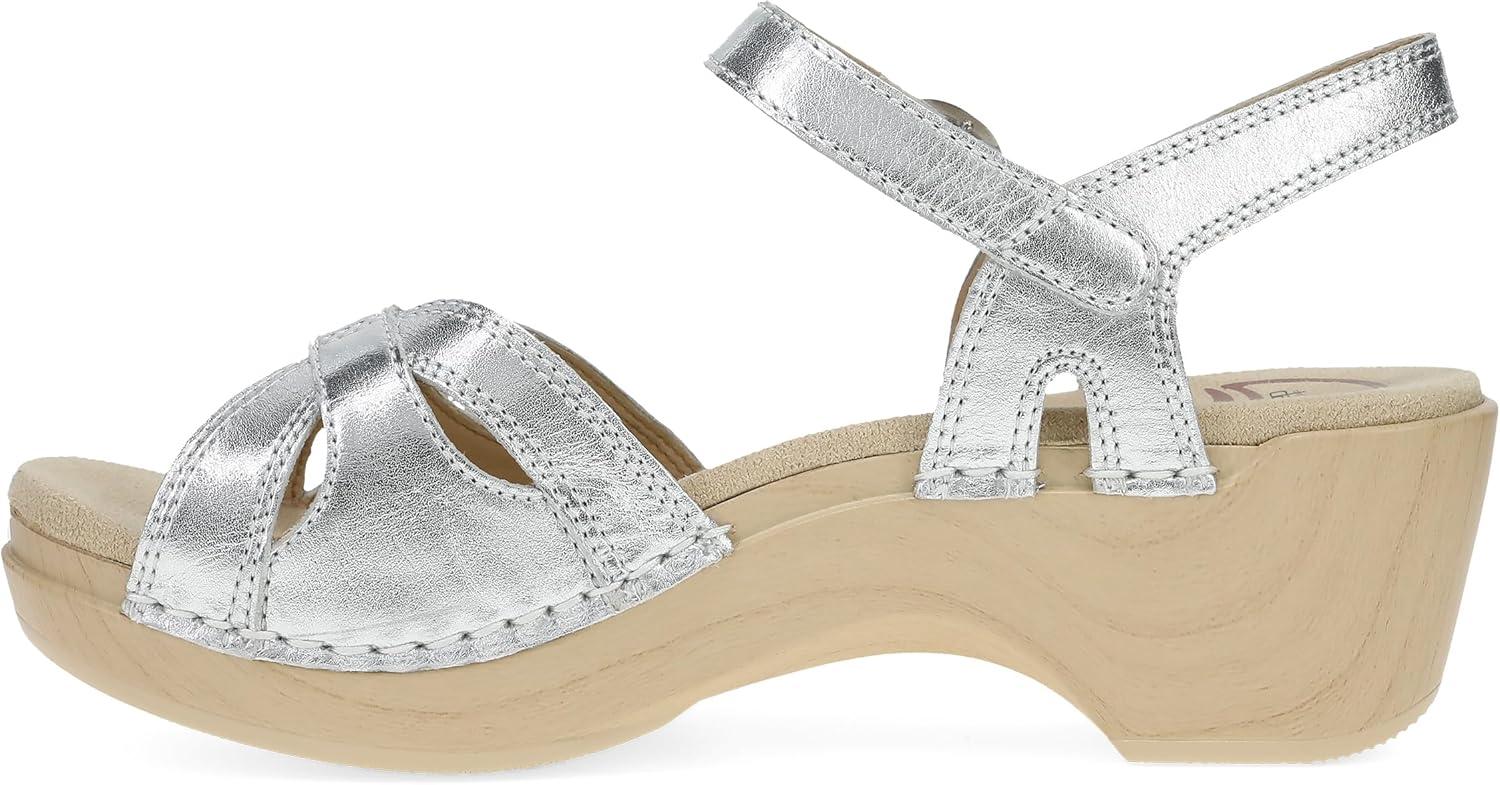 imageDansko Season Stylish Sandal for Women Lightweight with Added Arch Support Durable PU Outsole for LongLasting Wear and ComfortSilver Metallic