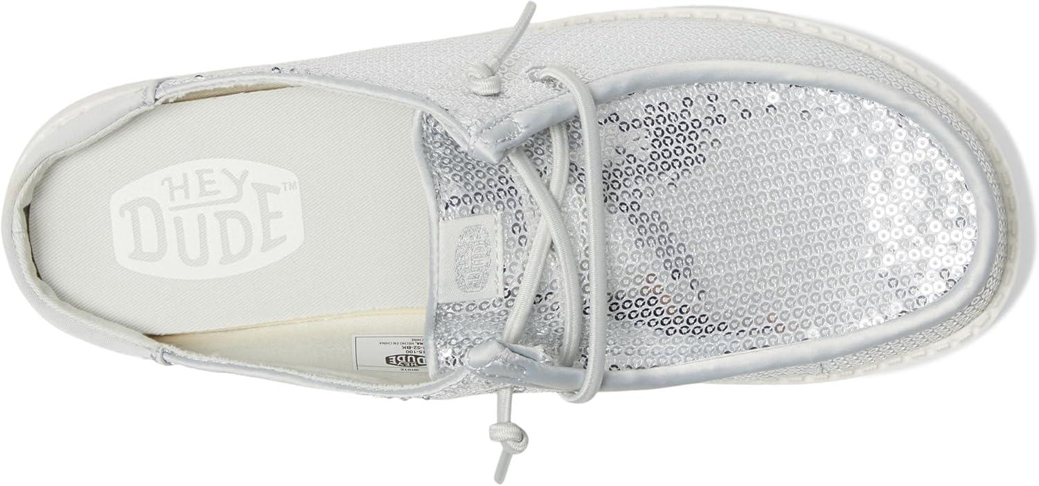 imageHEYDUDE Womens Wendy Slip Sequin LoaferWhite