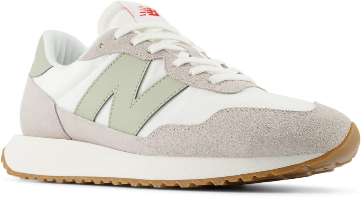 imageNew Balance Mens 237 V1 Classic Road Running ShoeWhiteMoonrockOlivine