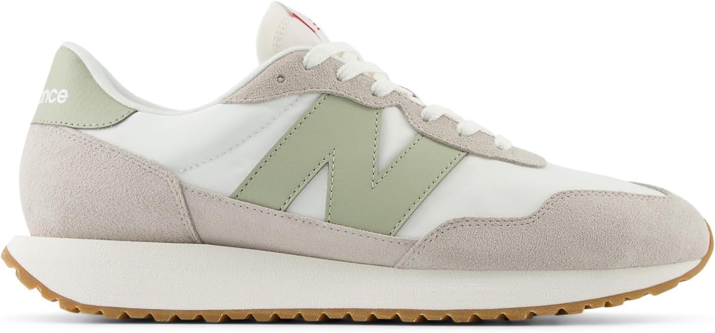 imageNew Balance Mens 237 V1 Classic Road Running ShoeWhiteMoonrockOlivine