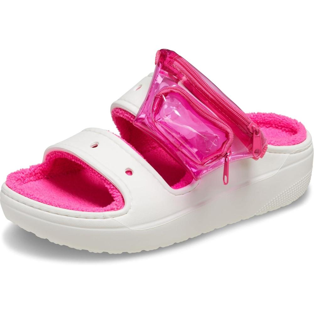 imageCrocs Unisex Adult Classic Cozzzy Towel Sandals Fuzzy Slippers and SlidesWhite