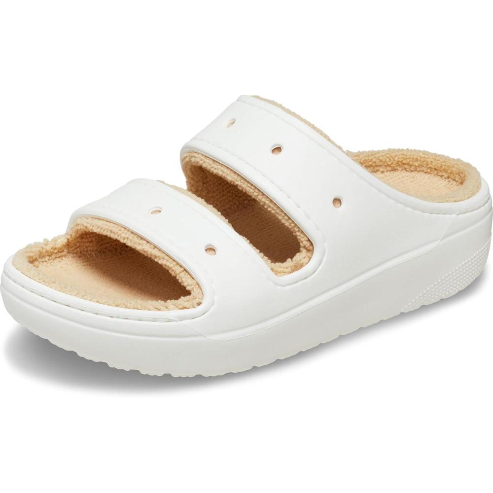 imageCrocs Unisex Adult Classic Cozzzy Towel Sandals Fuzzy Slippers and SlidesWhiteShitake
