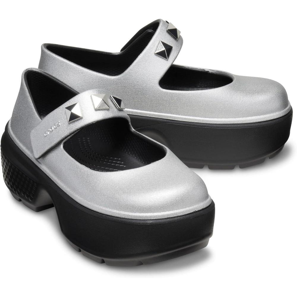 imageCrocs Womens Stomp Mary Janes FlatSilver
