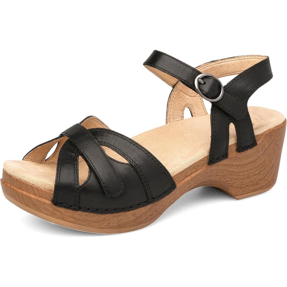 imageDansko Season Stylish Sandal for Women Lightweight with Added Arch Support Durable PU Outsole for LongLasting Wear and ComfortBlack Leather